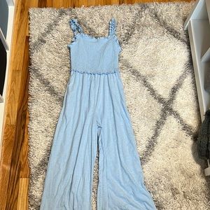 Cotton slub smocked jumpsuit
